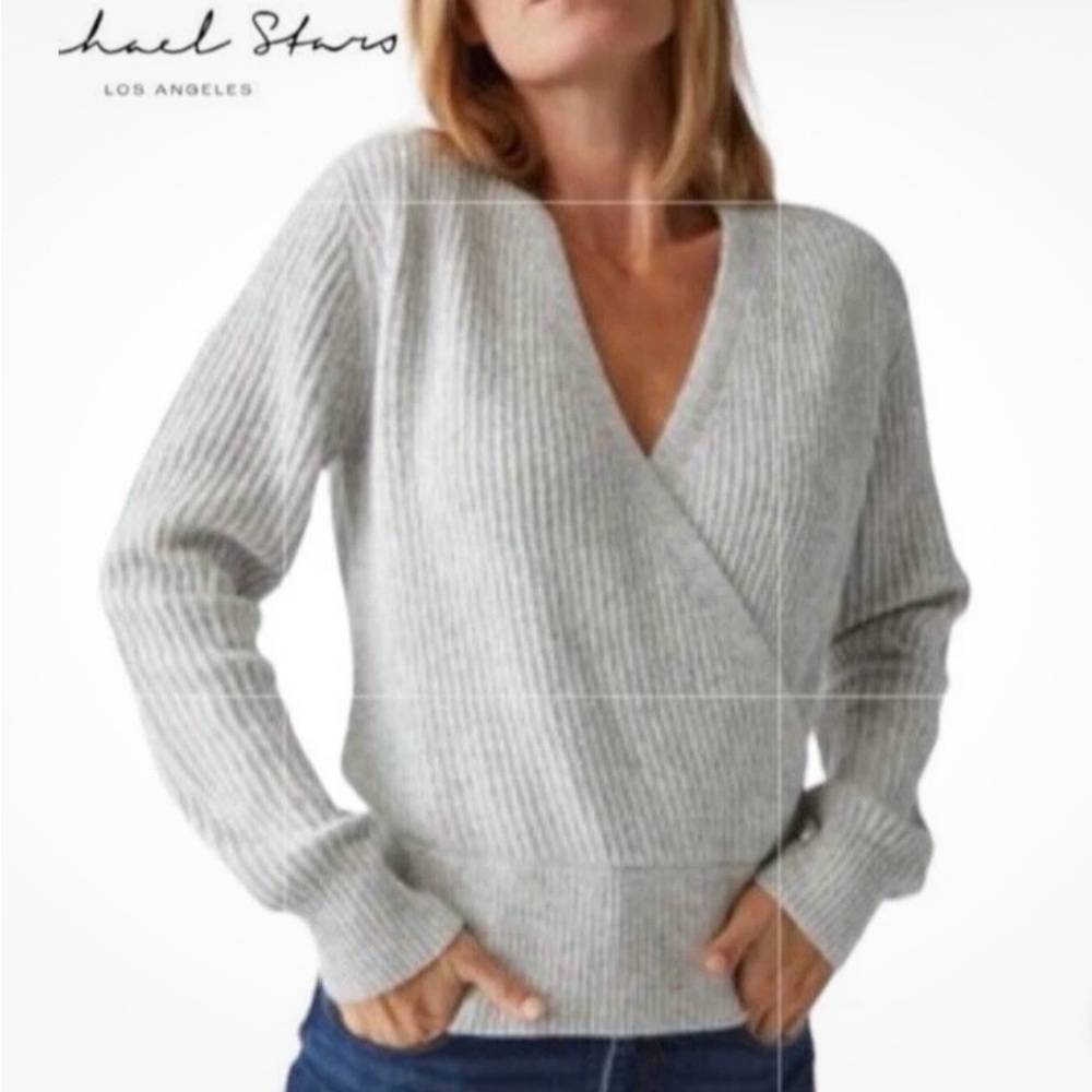 Michael Stars Laurel Surplice Heather grey with iridescent sequins throughout - Picture 7 of 8